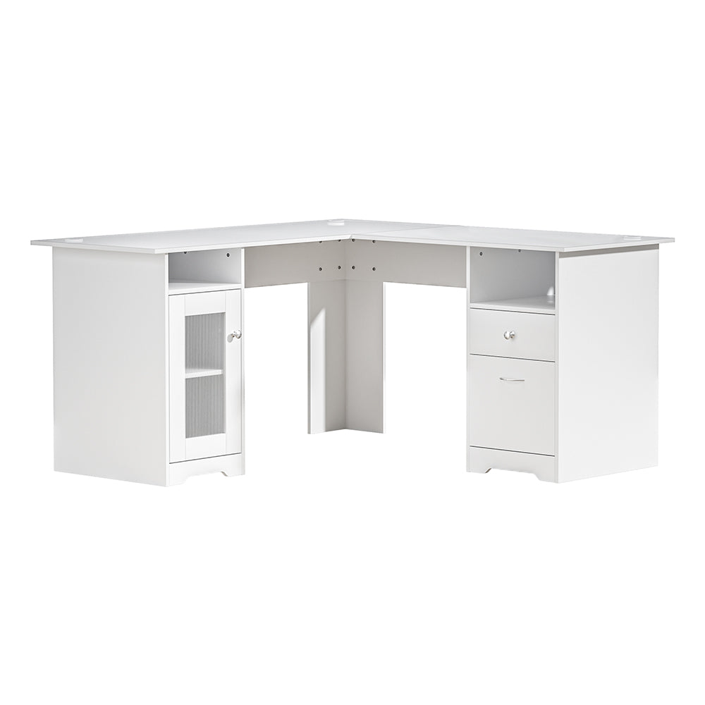 White 150cm L-Shape Computer Desk