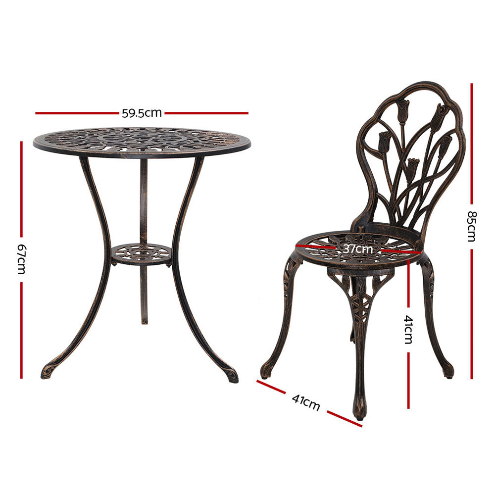 Gardeon Garden Bronze 3 Piece Bistro Set