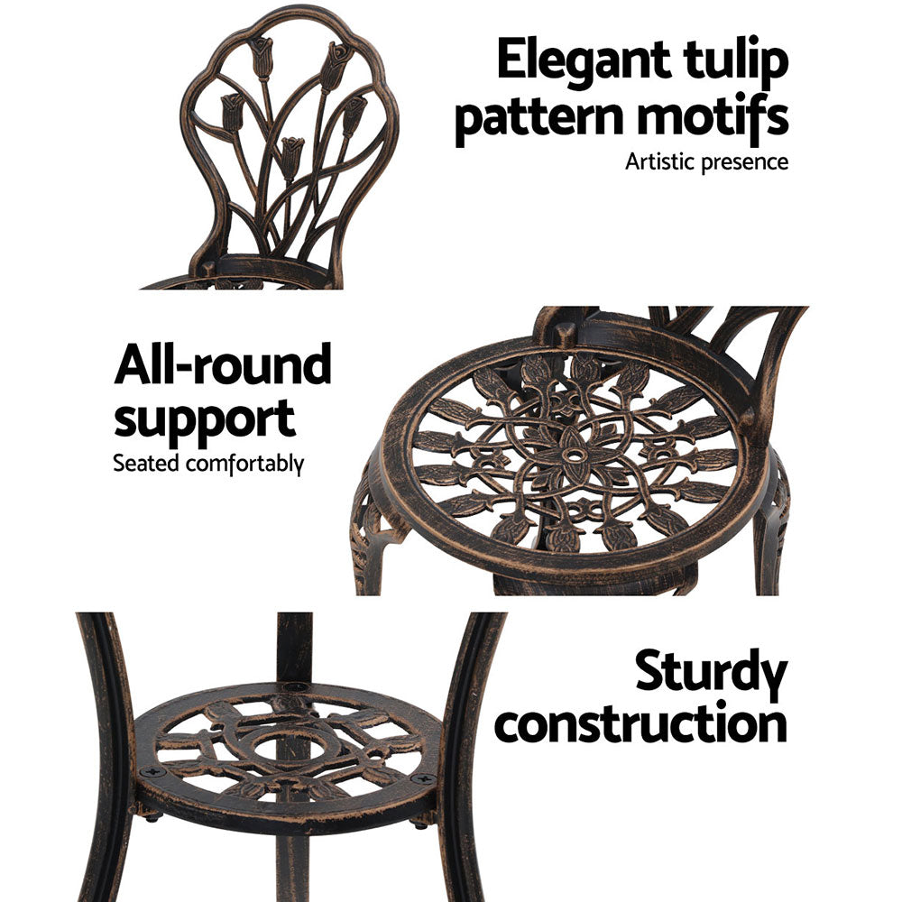 Gardeon Garden Bronze 3 Piece Bistro Set