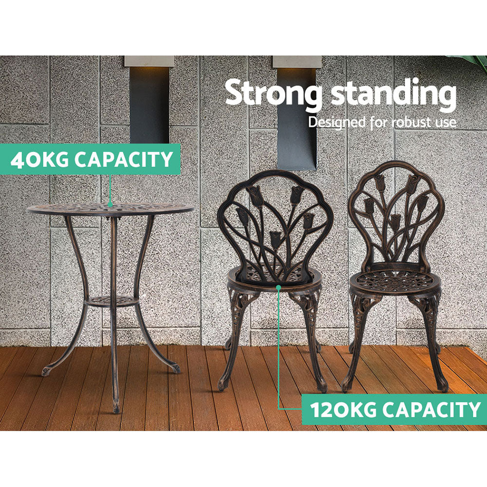 Gardeon Garden Bronze 3 Piece Bistro Set