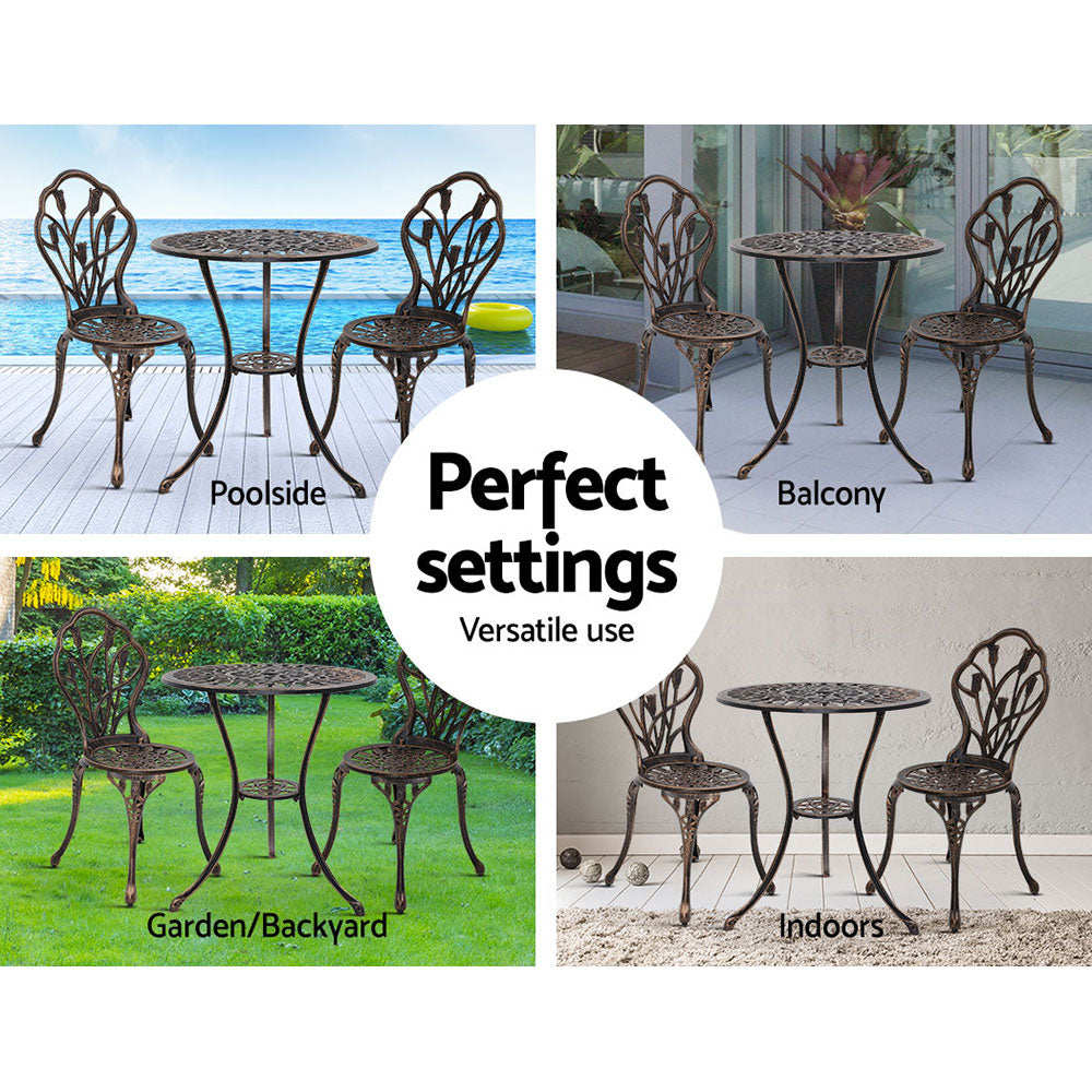 Gardeon Garden Bronze 3 Piece Bistro Set
