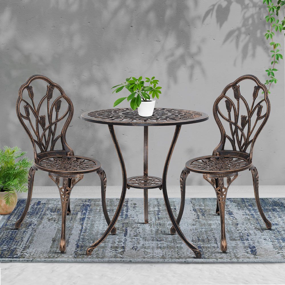 Gardeon Garden Bronze 3 Piece Bistro Set
