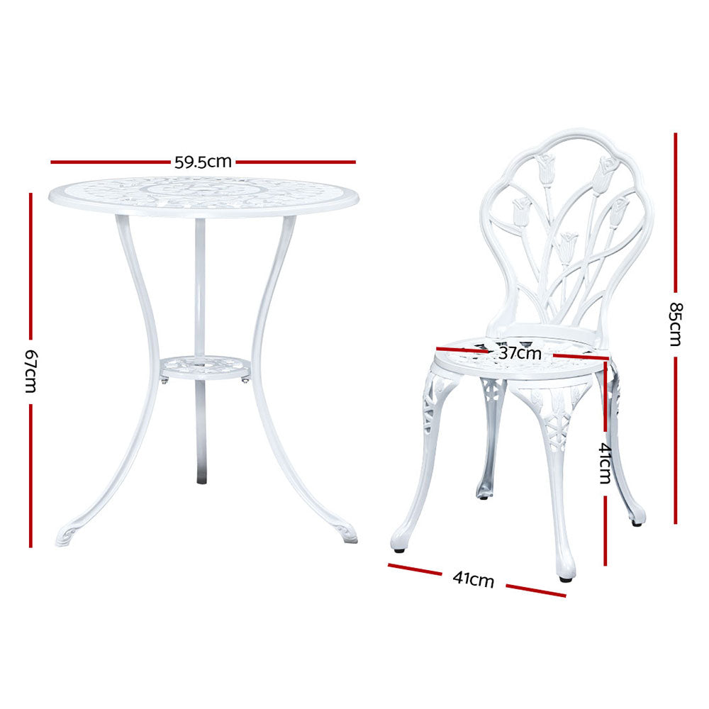 Gardeon Garden White 3 Piece Bistro Set