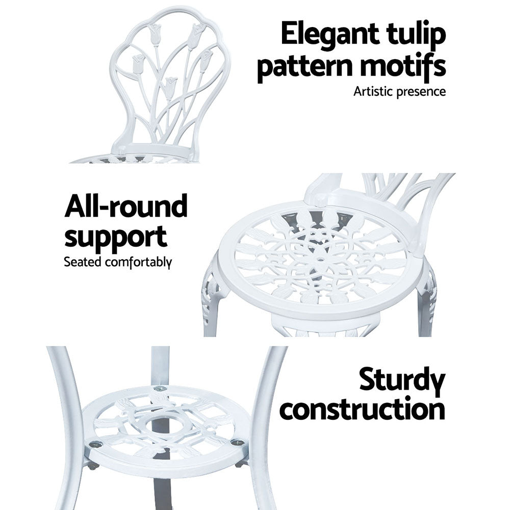 Gardeon Garden White 3 Piece Bistro Set