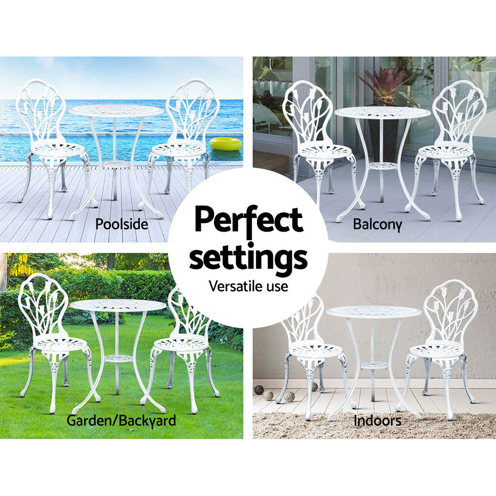 Gardeon Garden White 3 Piece Bistro Set