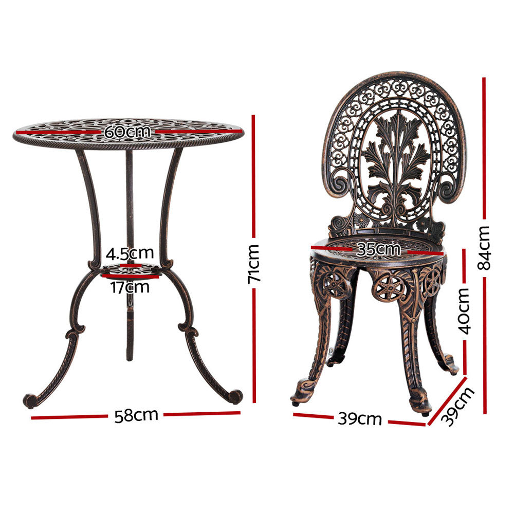 Gardeon 3 Piece Bronze Bistro Set