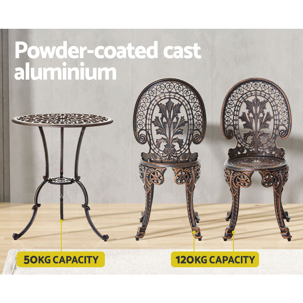 Gardeon 3 Piece Bronze Bistro Set