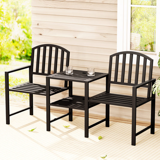 Gardeon Black 2 Seater Garden Bench