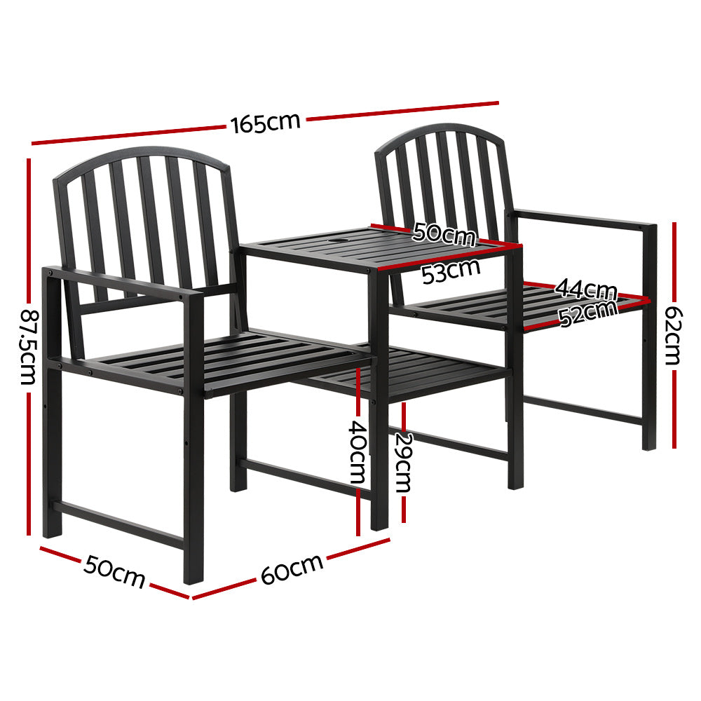 Gardeon Black 2 Seater Garden Bench