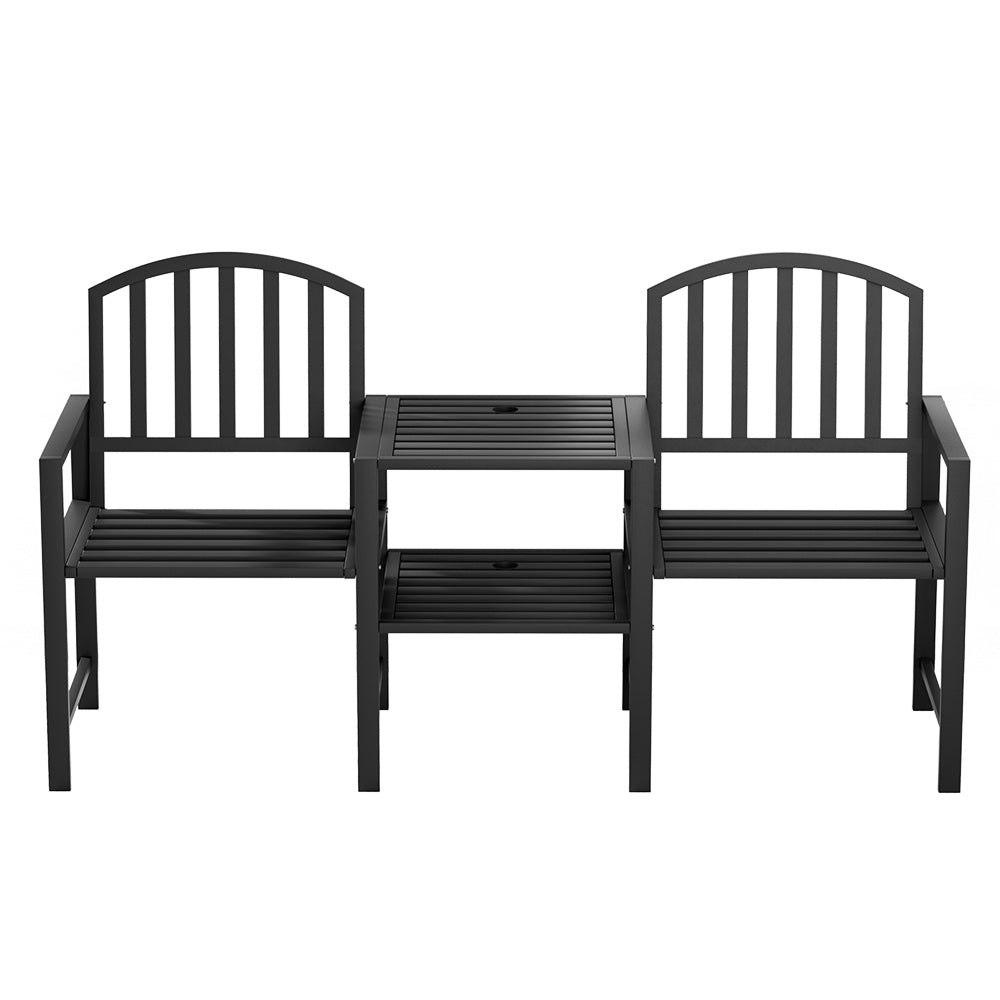 Gardeon Black 2 Seater Garden Bench