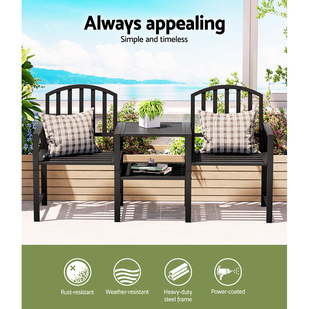 Gardeon Black 2 Seater Garden Bench