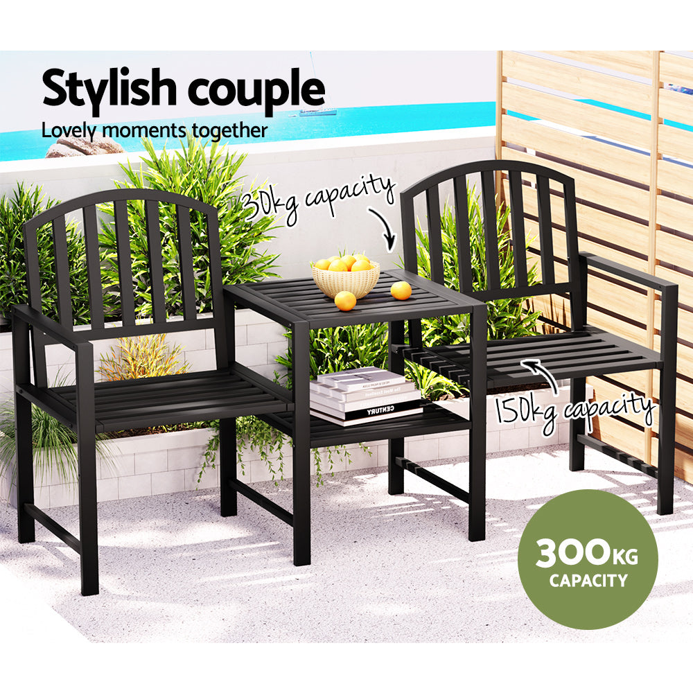 Gardeon Black 2 Seater Garden Bench