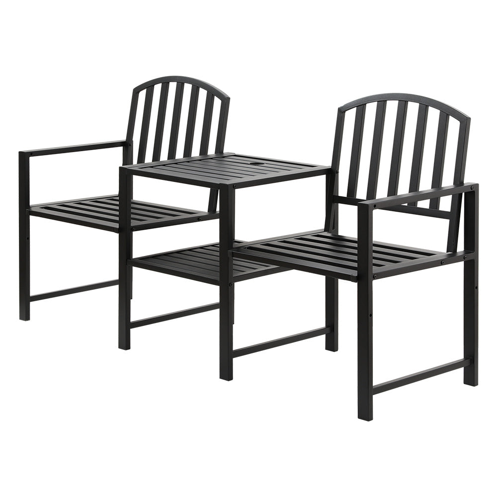 Gardeon Black 2 Seater Garden Bench