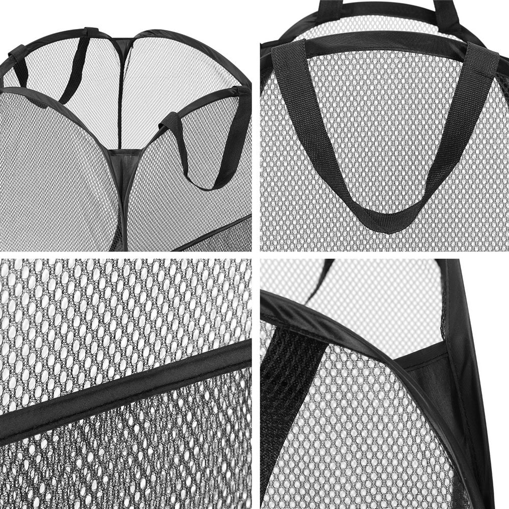 Set of 2 Black Foldable Laundry Baskets