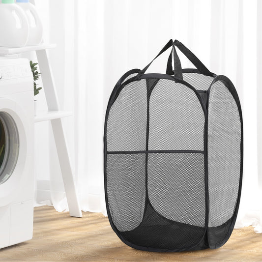 Set of 2 Black Foldable Laundry Baskets