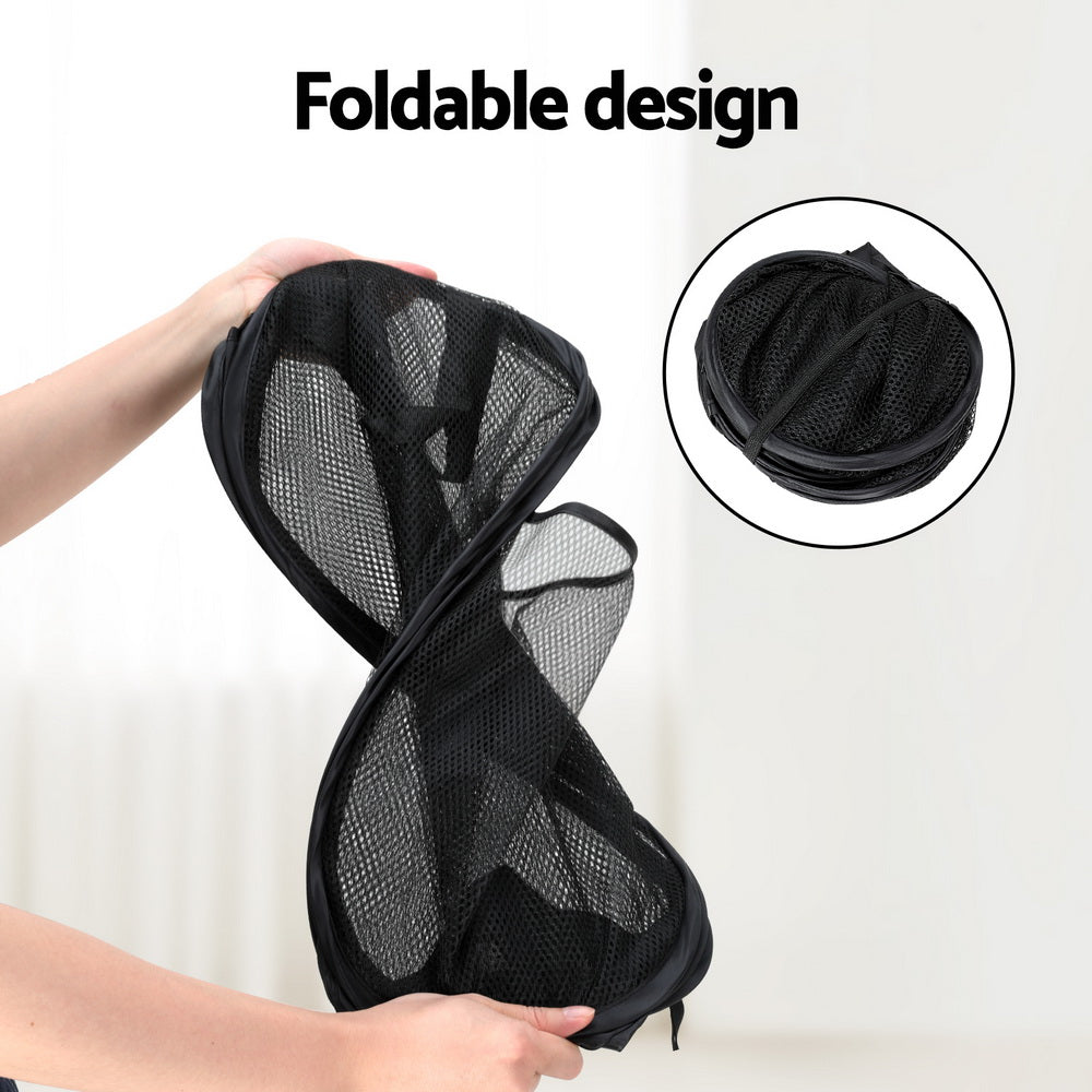 Set of 2 Black Foldable Laundry Baskets