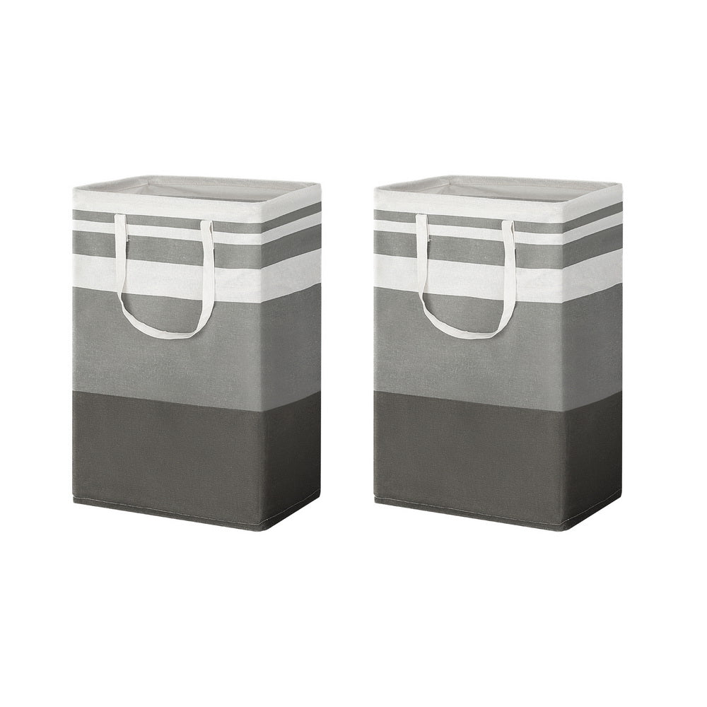 Set of 2 White and Grey Foldable Laundry Baskets