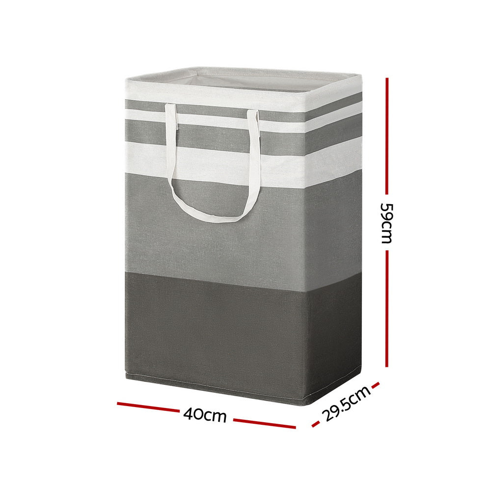 Set of 2 White and Grey Foldable Laundry Baskets