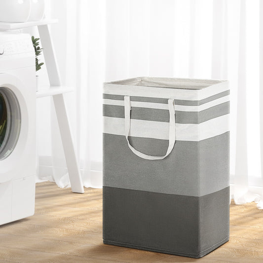 Set of 2 White and Grey Foldable Laundry Baskets