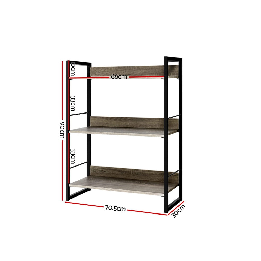 Noe Black and Oak 3 Tier Bookshelf