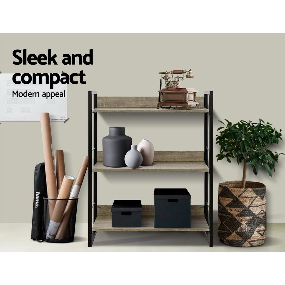 Noe Black and Oak 3 Tier Bookshelf