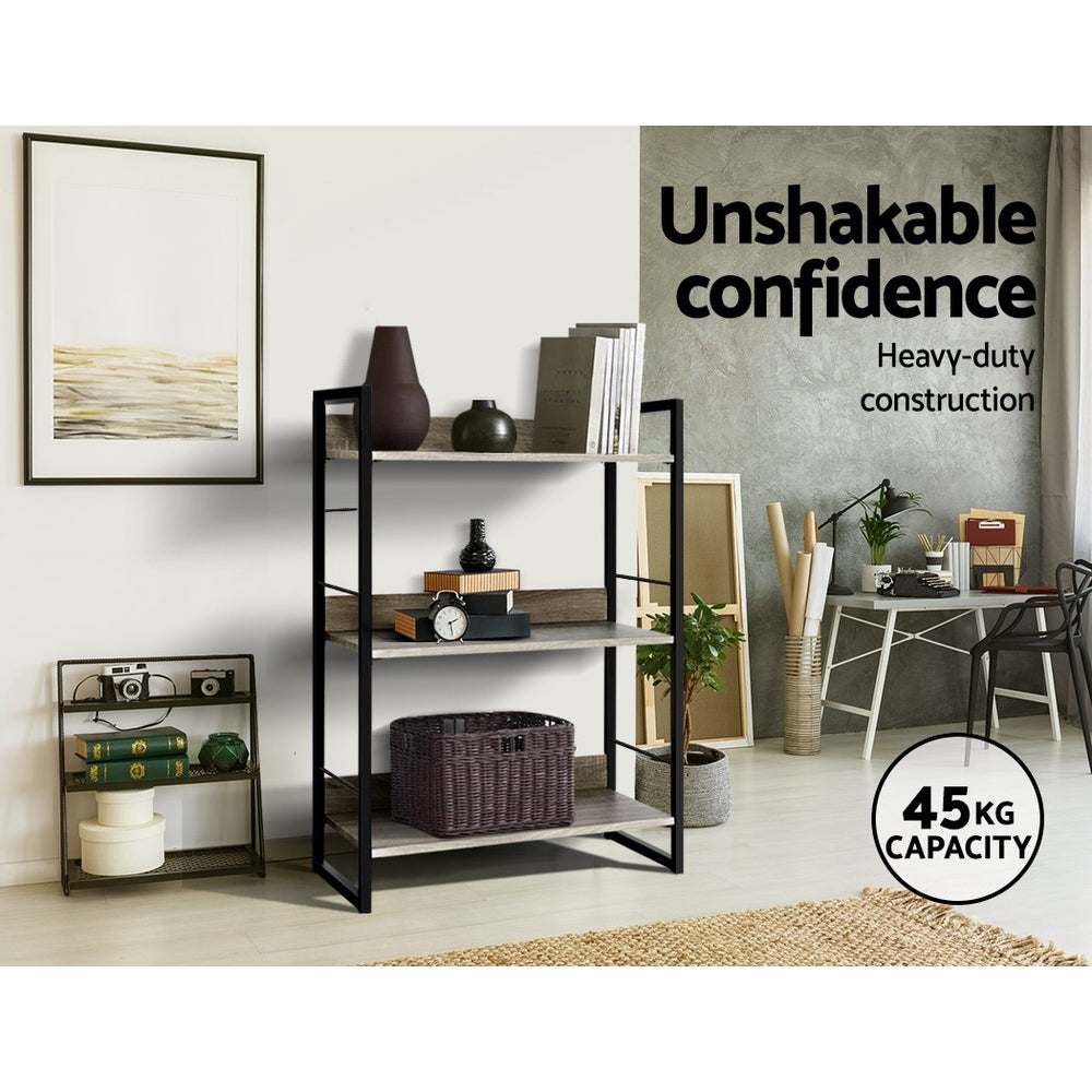 Noe Black and Oak 3 Tier Bookshelf