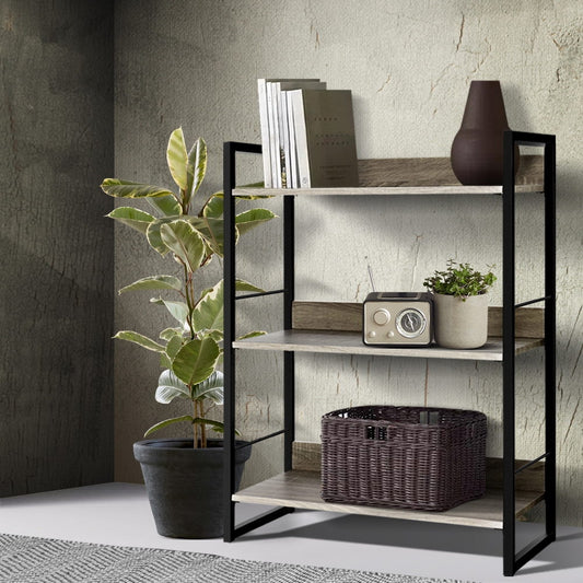 Noe Black and Oak 3 Tier Bookshelf