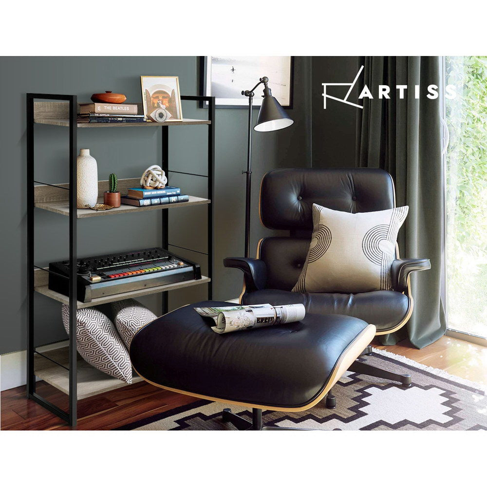 Noe Black and Oak 4 Tier Bookshelf
