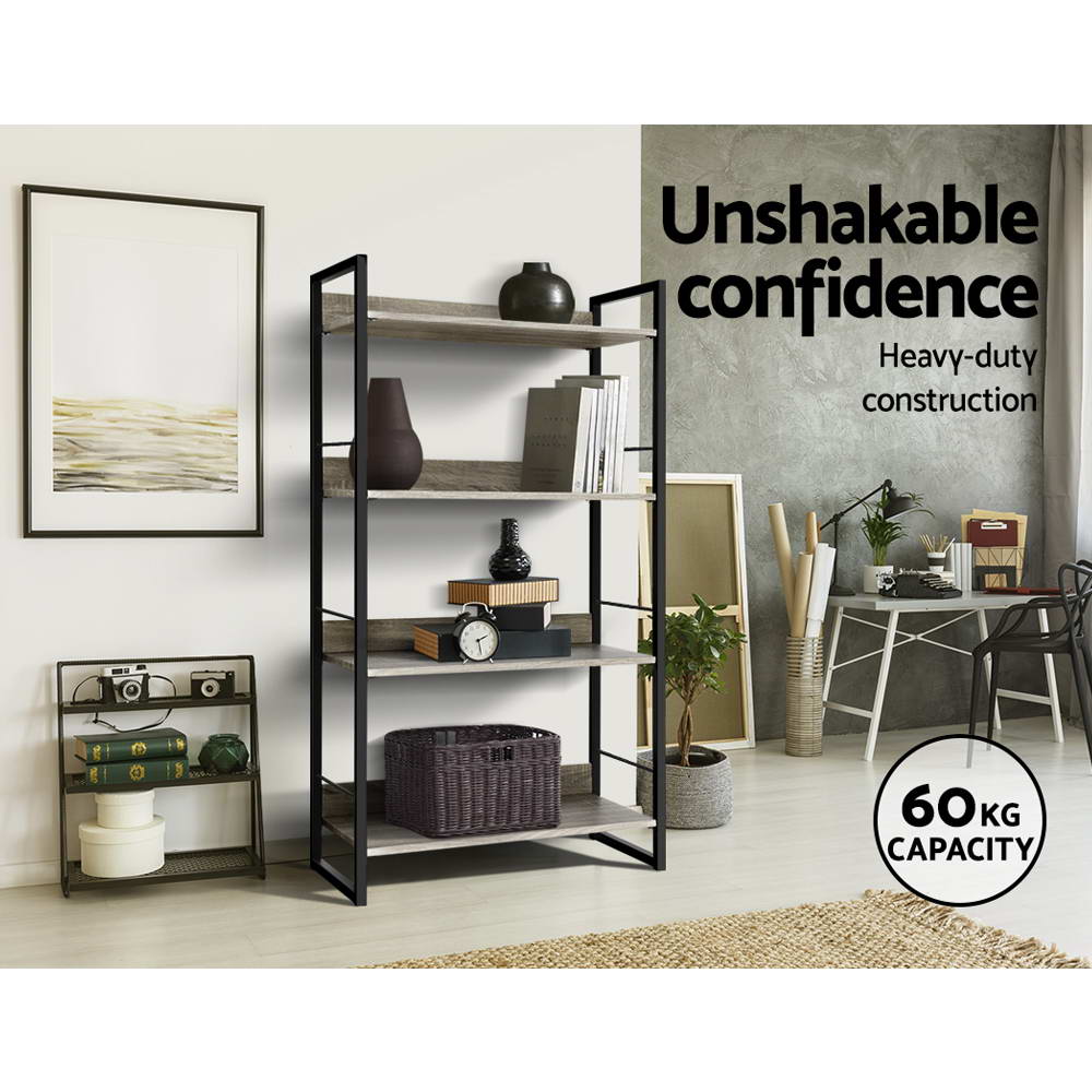 Noe Black and Oak 4 Tier Bookshelf