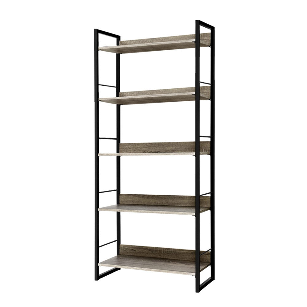 Noe Black and Oak 5 Tier Bookshelf