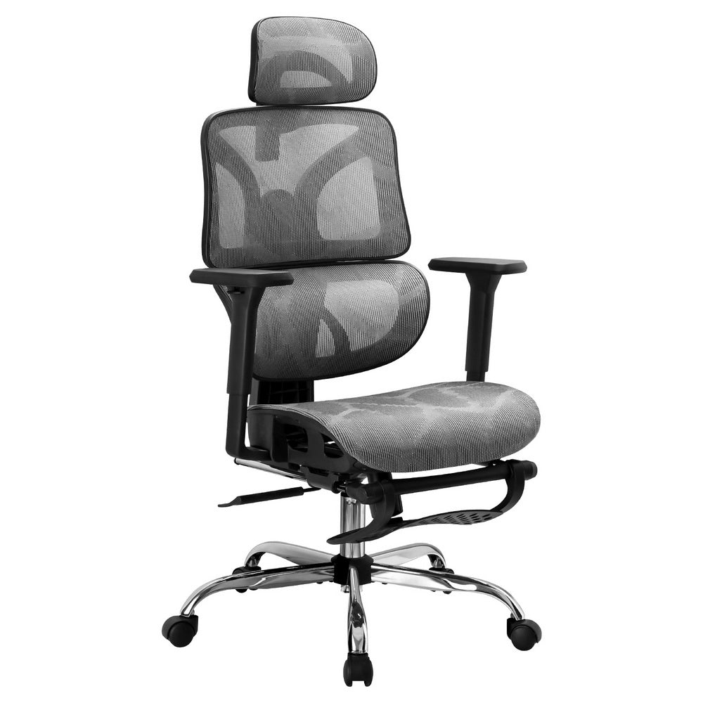 Grey Ergonomic Office Chair with Footrest