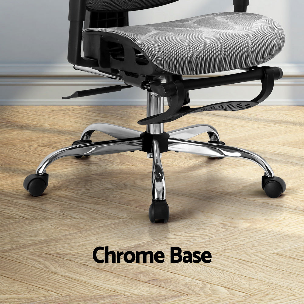 Grey Ergonomic Office Chair with Footrest
