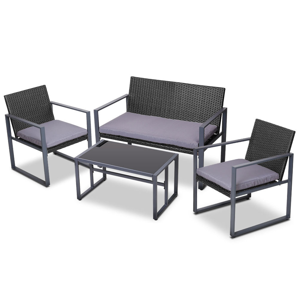 Gardeon Black 4 Piece Outdoor Sofa Set