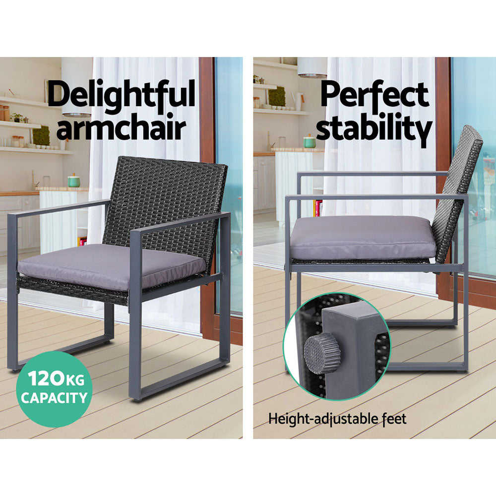 Gardeon Black 4 Piece Outdoor Sofa Set
