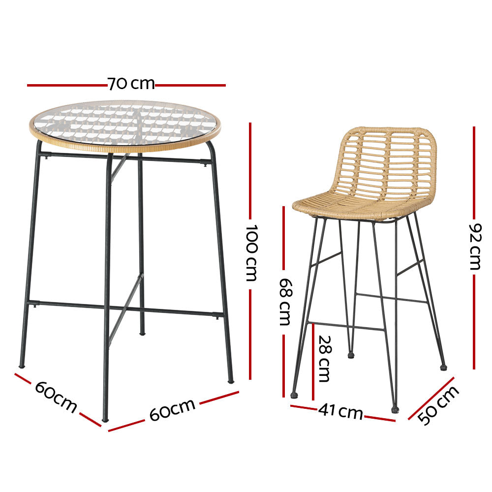 Gardeon 3 Piece Outdoor Bar Set