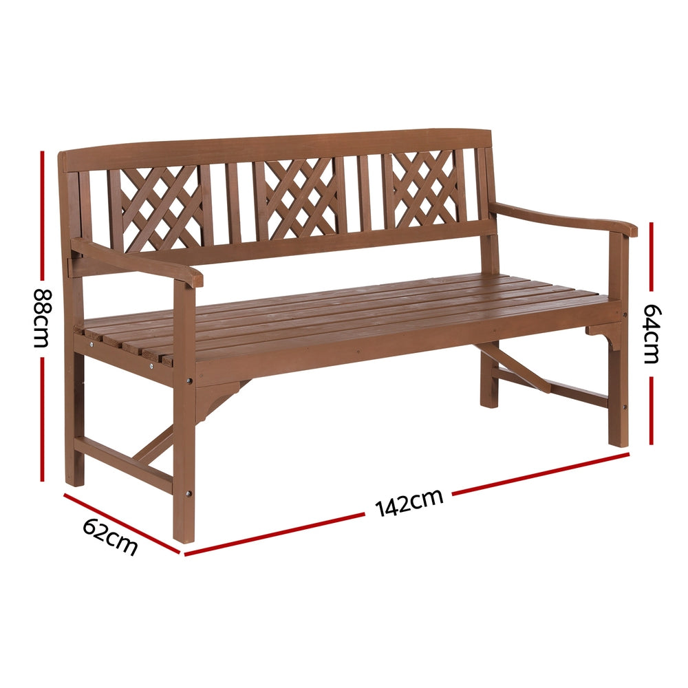 Gardeon Natural 3 Seater Garden Bench