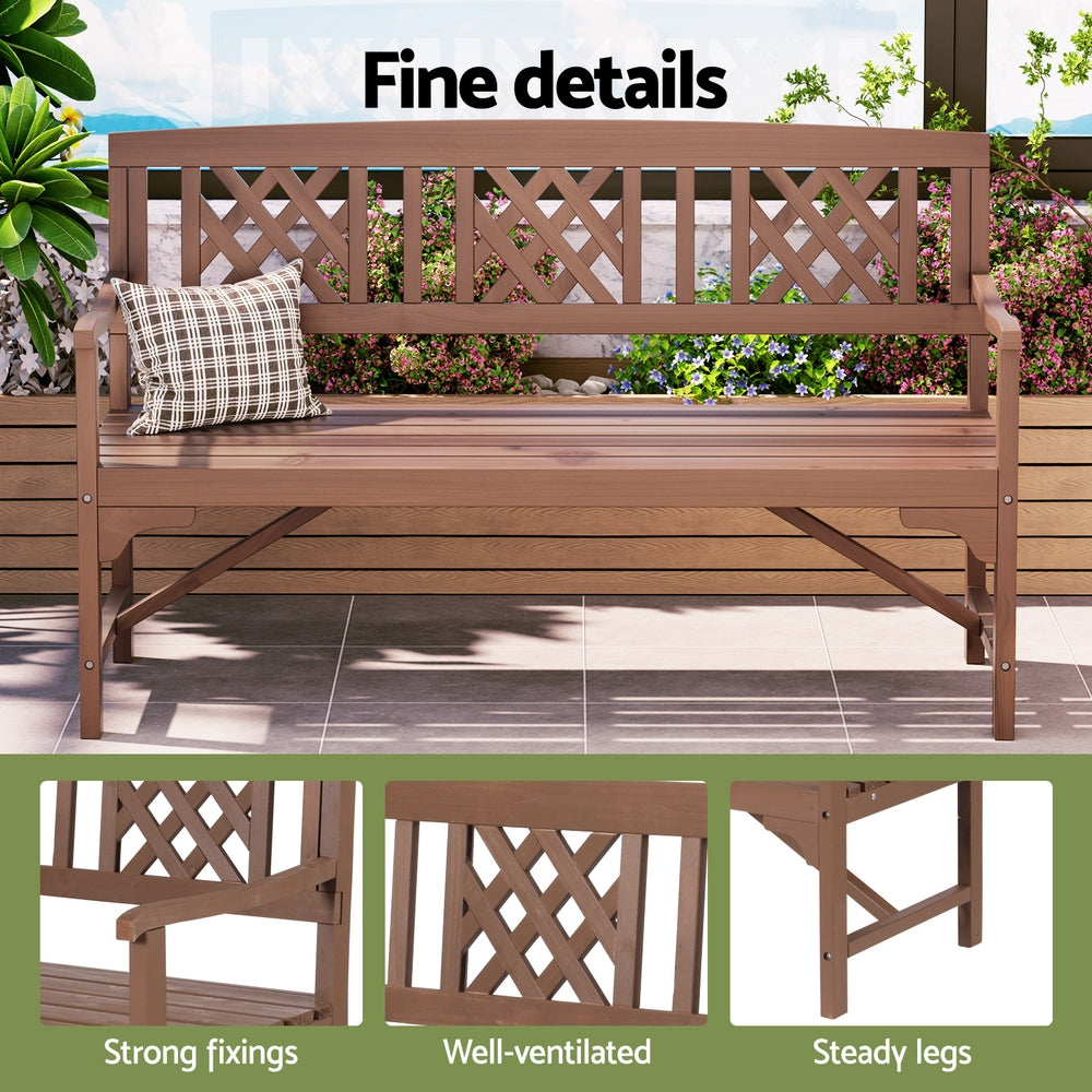 Gardeon Natural 3 Seater Garden Bench