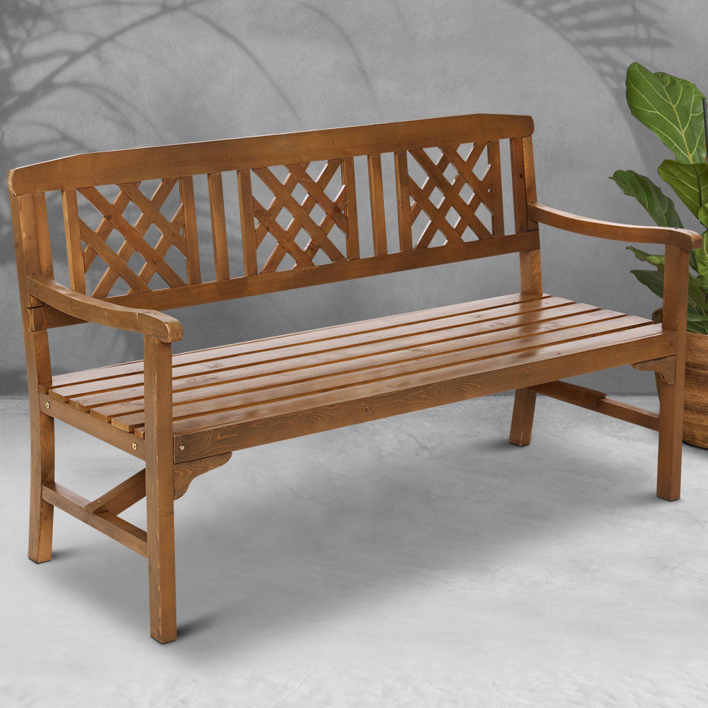 Gardeon Natural 3 Seater Garden Bench