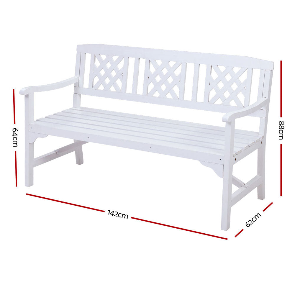 Gardeon White 3 Seater Garden Bench