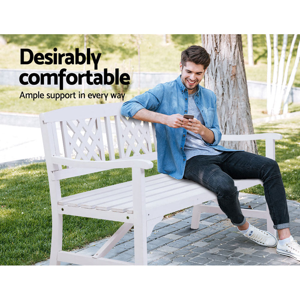 Gardeon White 3 Seater Garden Bench
