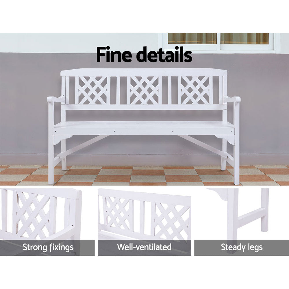 Gardeon White 3 Seater Garden Bench