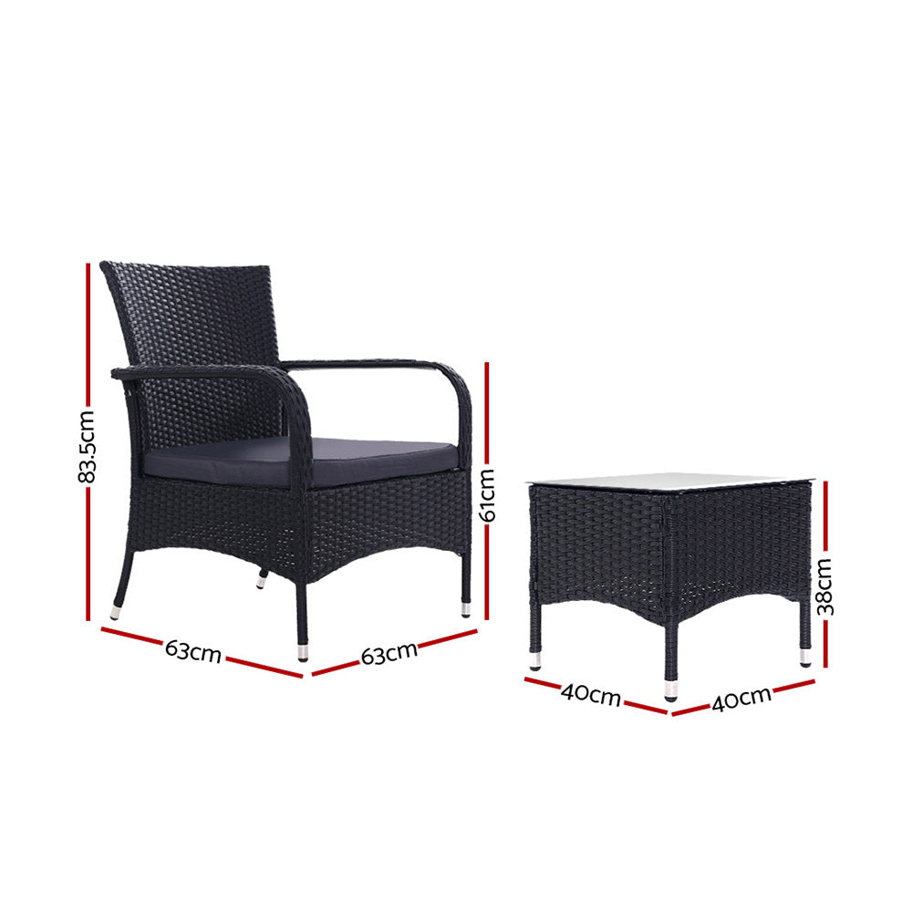 Luca 3 Piece Outdoor Bistro Set