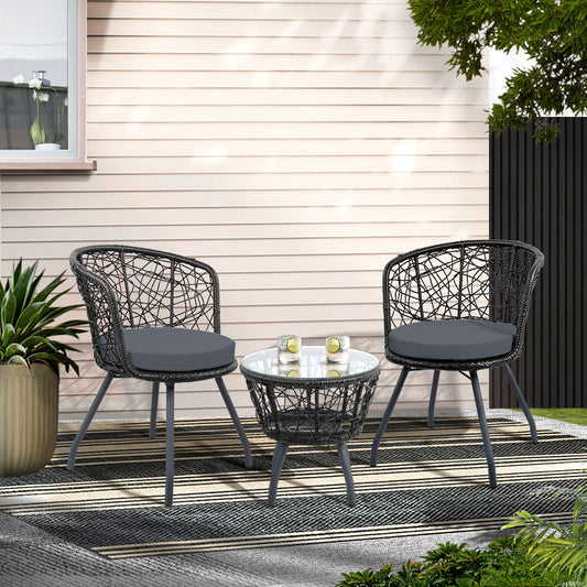 Gardeon Black 3 Piece Bistro Set
