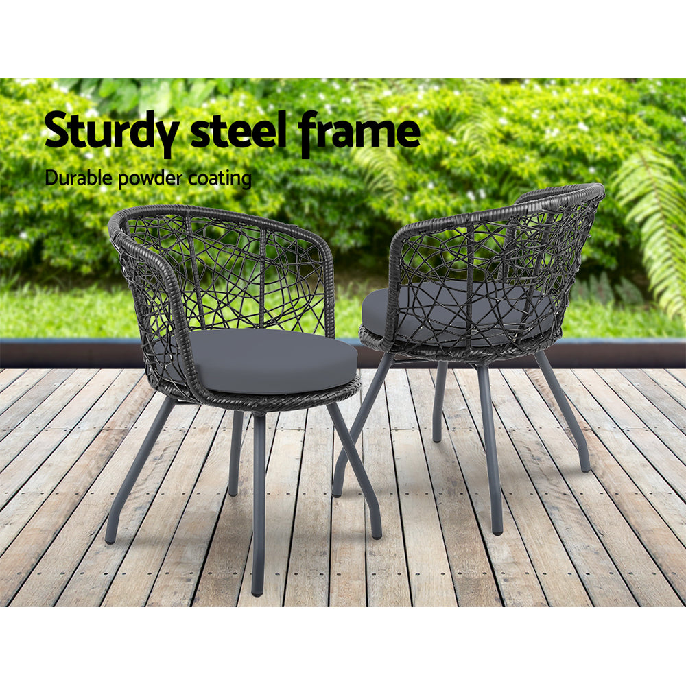 Gardeon Black 3 Piece Bistro Set