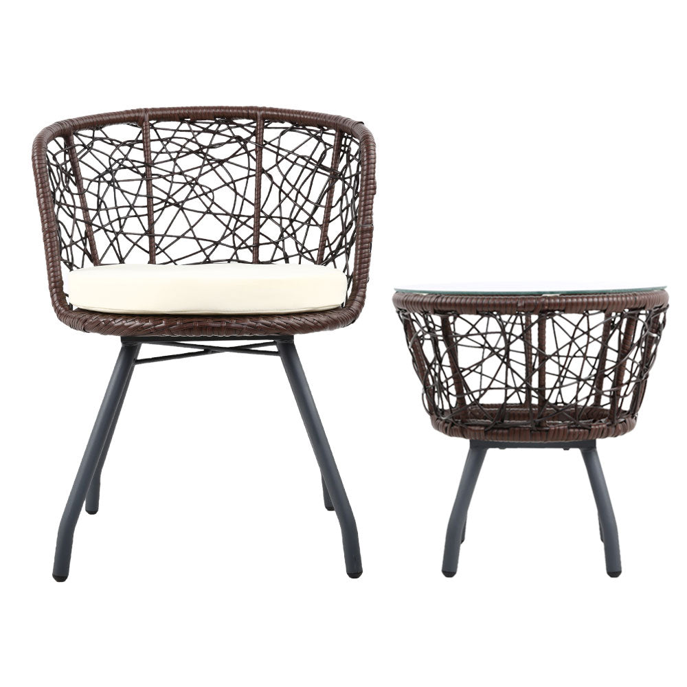 Gardeon Brown 3 Piece Bistro Set