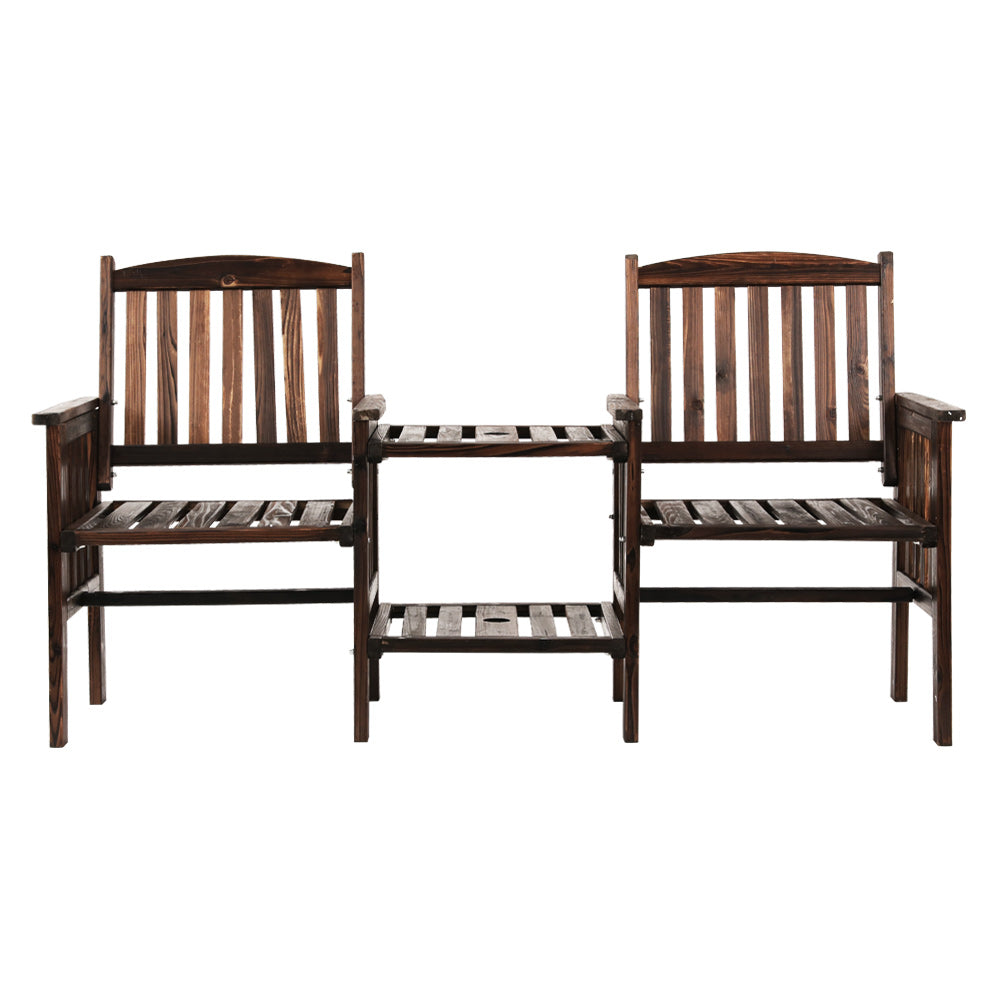 Gardeon Charcoal Wooden Loveseat with Table