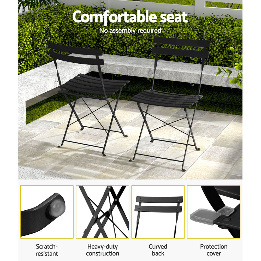 Gardeon Black 3 Piece Steel Bistro Set