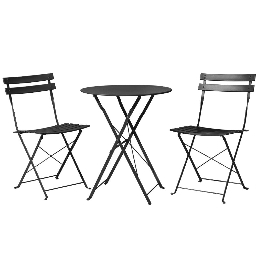 Gardeon Black 3 Piece Steel Bistro Set