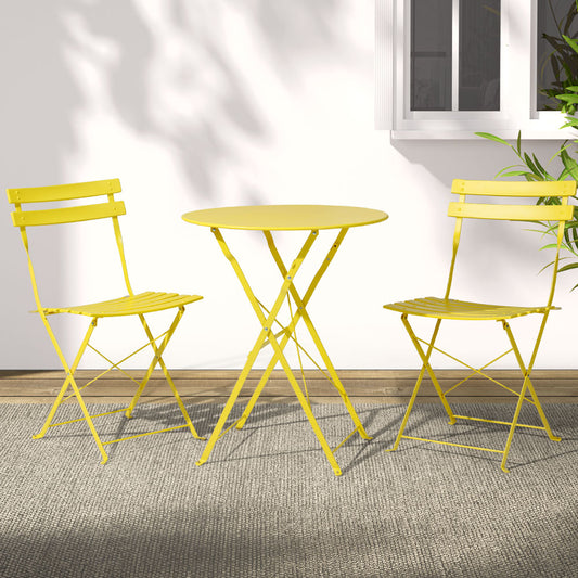 Gardeon Yellow 3 Piece Steel Bistro Set