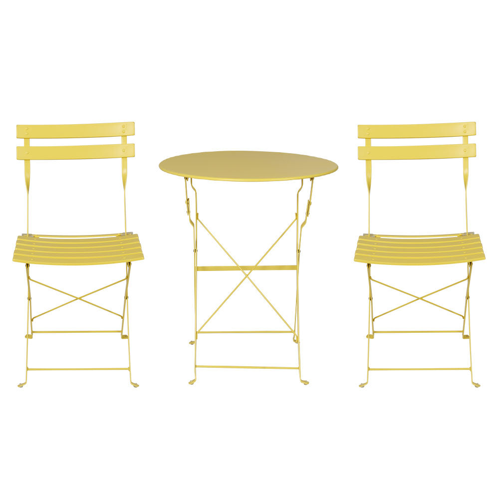 Gardeon Yellow 3 Piece Steel Bistro Set